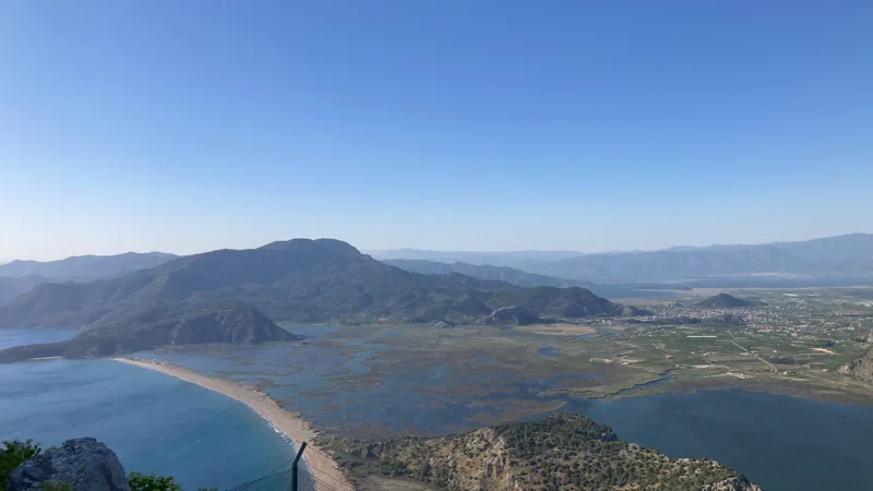 The sandbar of Iztuzu Beach between the river and the open sea The sandbar of Iztuzu Beach between the river and the open sea